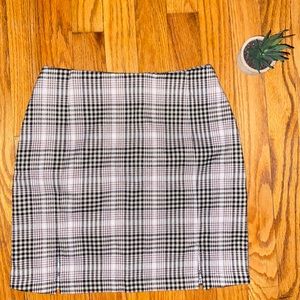 plaid pink gray and white skirt